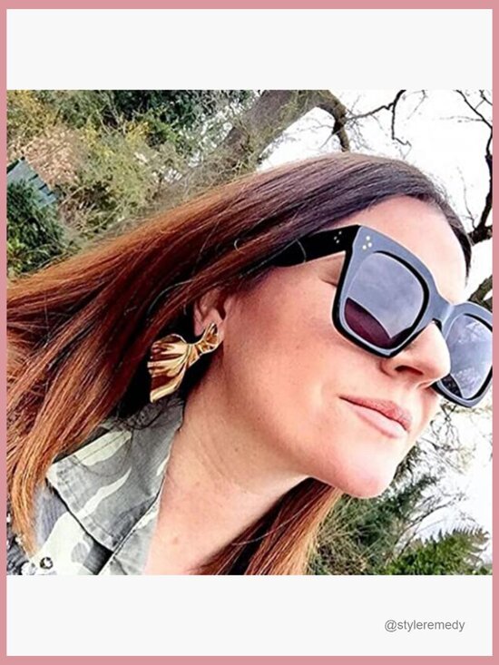 Vintage Oversized Square Sunglasses UV400 Protection Plastic Frame - Picture 2 of 7